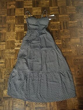 Polka Dot Sweetheart Midi Dress - Black/White